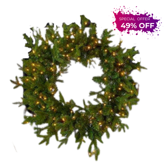 9' Dandan Green Plug-In Garland with Warm White LED Lights Pre-Lit Holiday Garland for Mantels, Staircases & Entryways