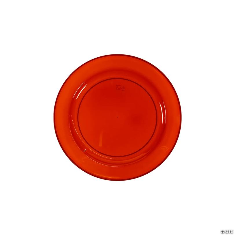 7 1/2" Premium Amber Disposable Plastic Dessert Plates - 25 Pieces | USA Decoration®