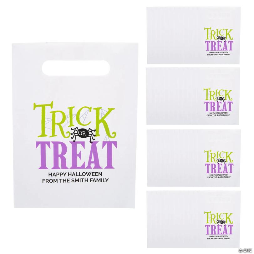 7 1/2" x 10" Bulk 50 Pc. Personalized Small Trick-or-Treat Paper Bags with Cutout Handles