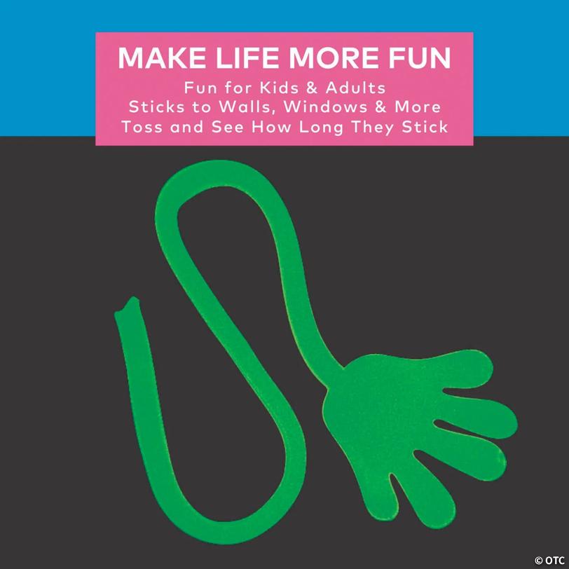 7 1/4" Glow-in-the-Dark Vinyl Sticky Hand Toys – 24 Pc.