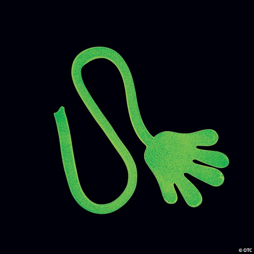 7 1/4" Glow-in-the-Dark Vinyl Sticky Hand Toys – 24 Pc.