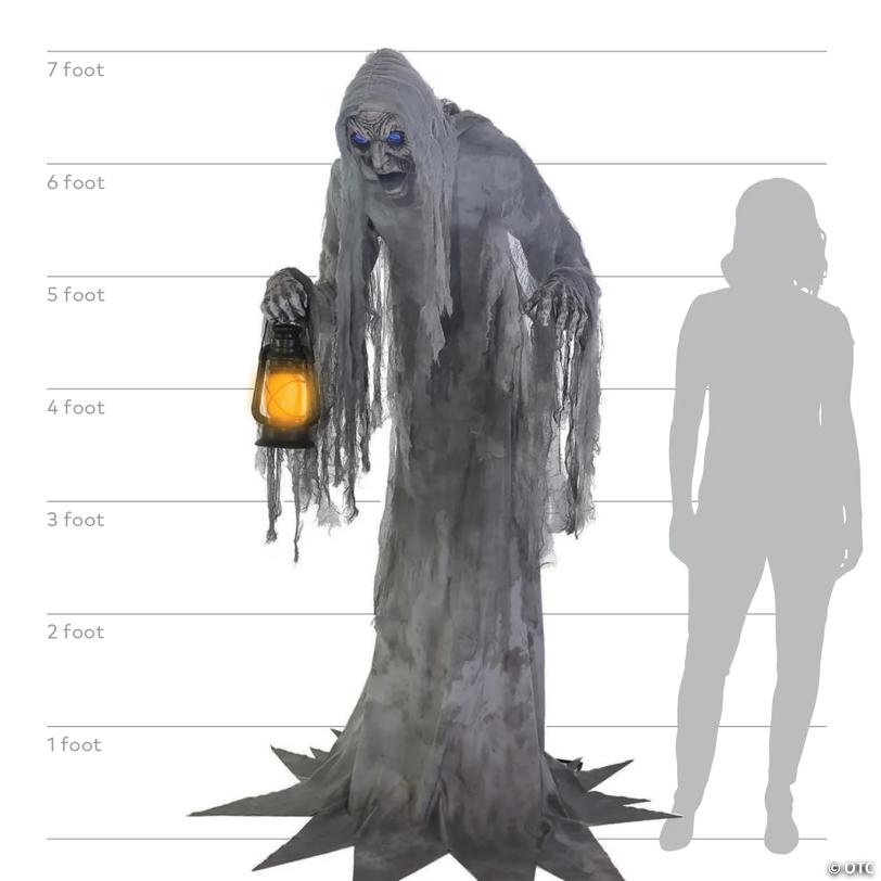 7 Ft. Wailing Phantom with Lantern Animated Halloween Decoration