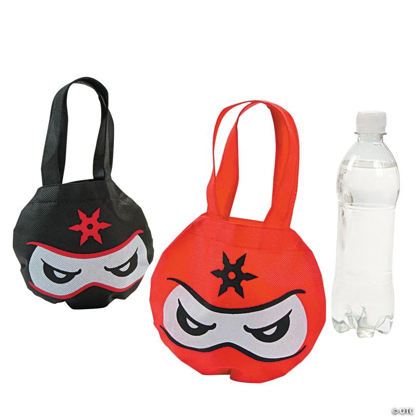 7" Mini Ninja Nonwoven Tote Bags - 12 Pc.