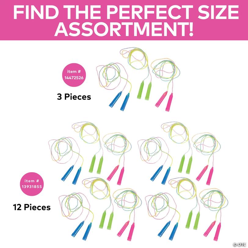 7 ft. Assorted Bright Colors Plastic Jump Ropes - 12 Pc.