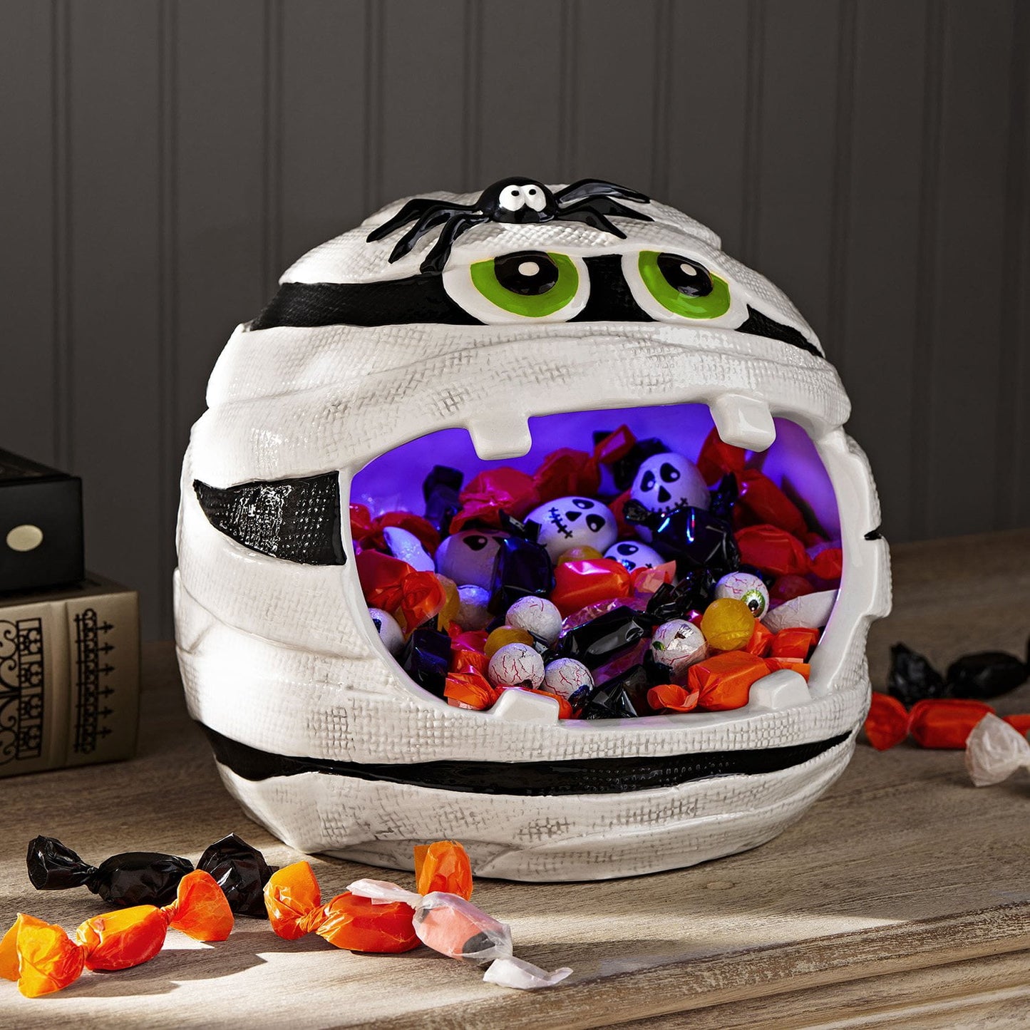 Member's Mark Pre-Lit Ceramic Mummy Halloween Candy Bowl | USA Decoration®