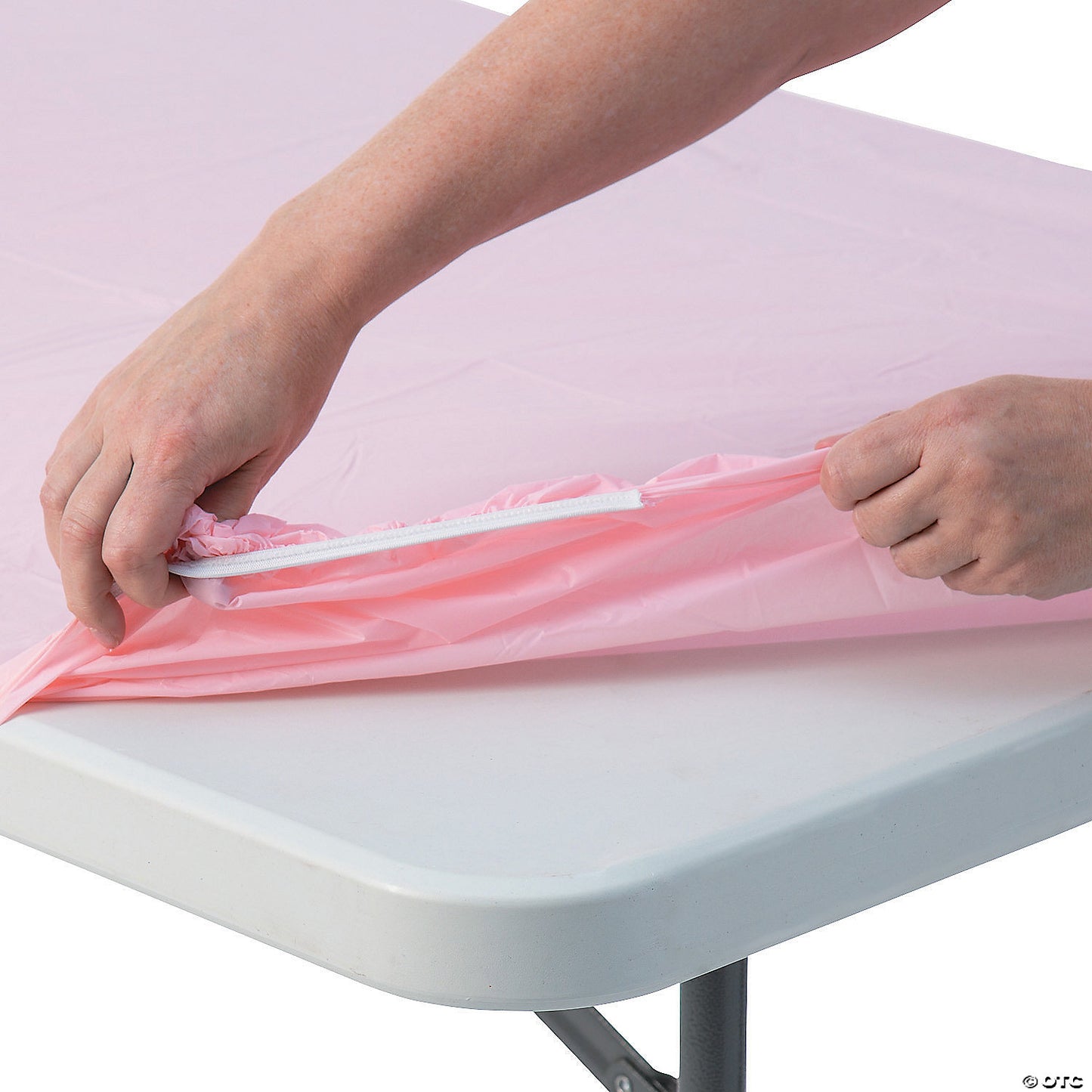 8 Ft. Bulk 12 Pc. Light Pink Rectangle Fitted Disposable Plastic Tablecloths