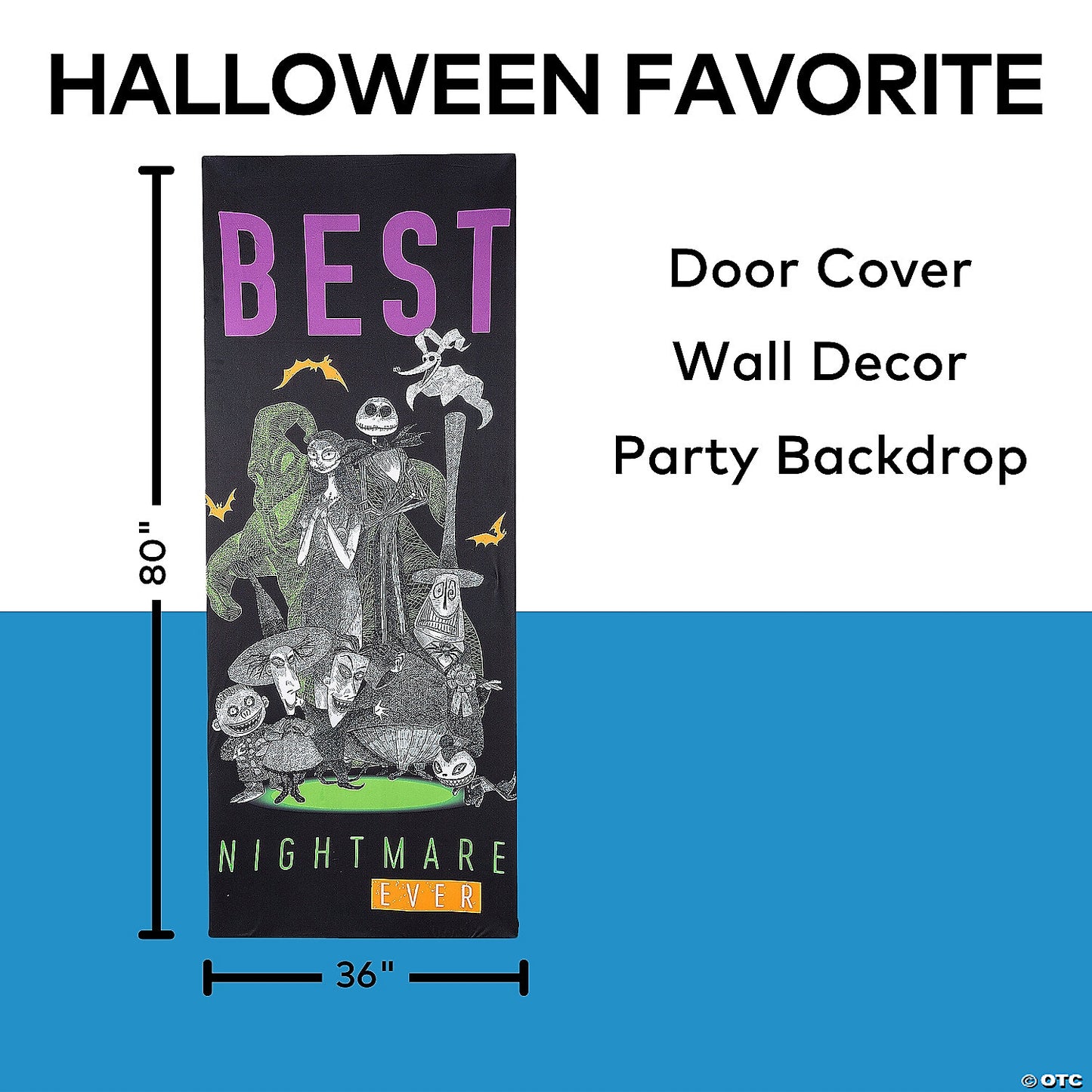80" The Nightmare Before Christmas™ Best Nightmare Ever Halloween Door Decoration | USA Decoration®