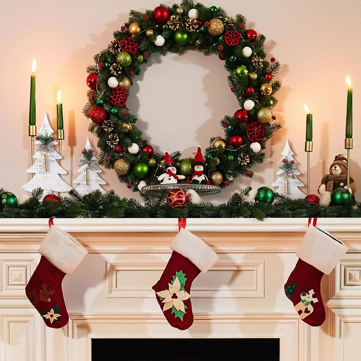 Kigley 6 Pcs Christmas Tree Signs Decoration Farmhouse Wood Christmas Decor