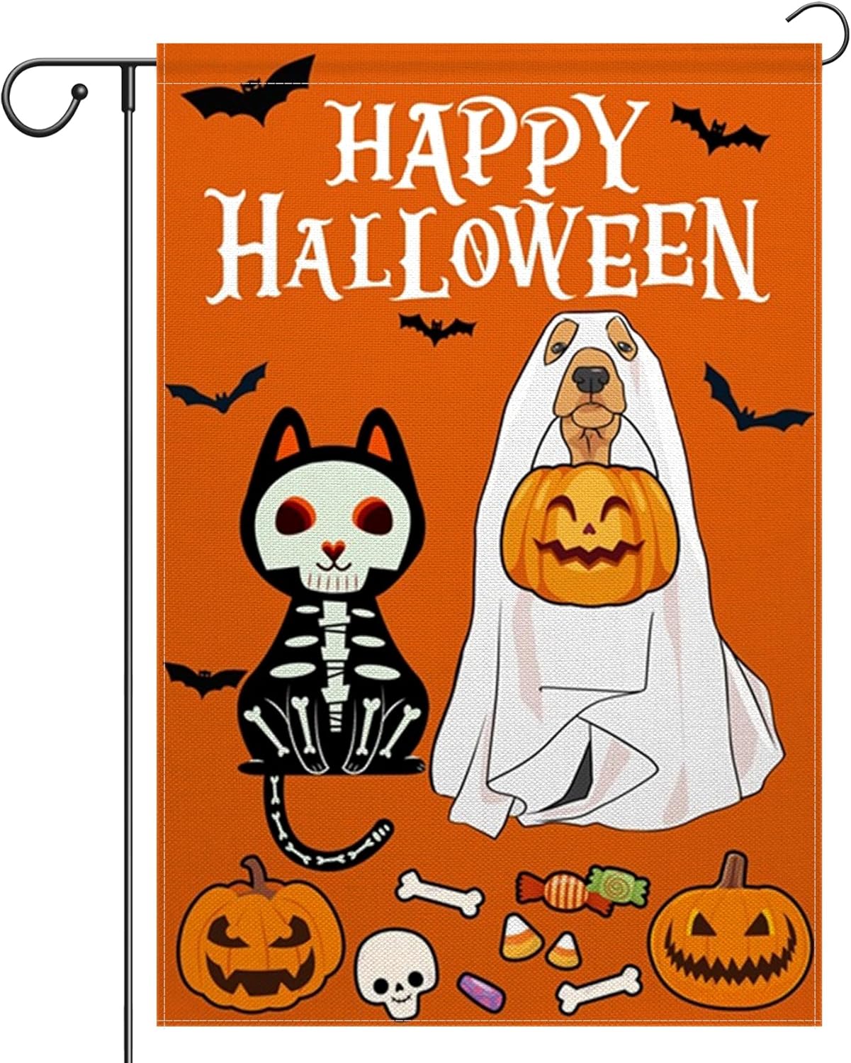 12×18 in Double-Sided Ghost Dog Halloween Garden Flag Burlap Spooky Welcome Décor | USA Decoration®