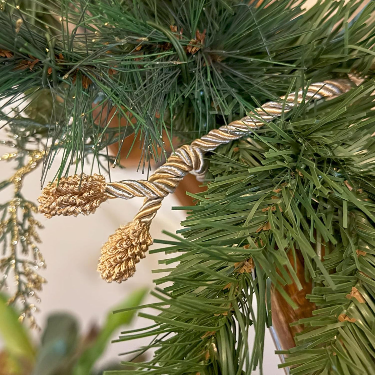 Haute Decor Decorative Twist Ties 6 Pack 16 inches (Gold & Silver) - Hang Garland, Lights, Decorations from Bannister or Railings for Christmas Holidays or Use Year-Round