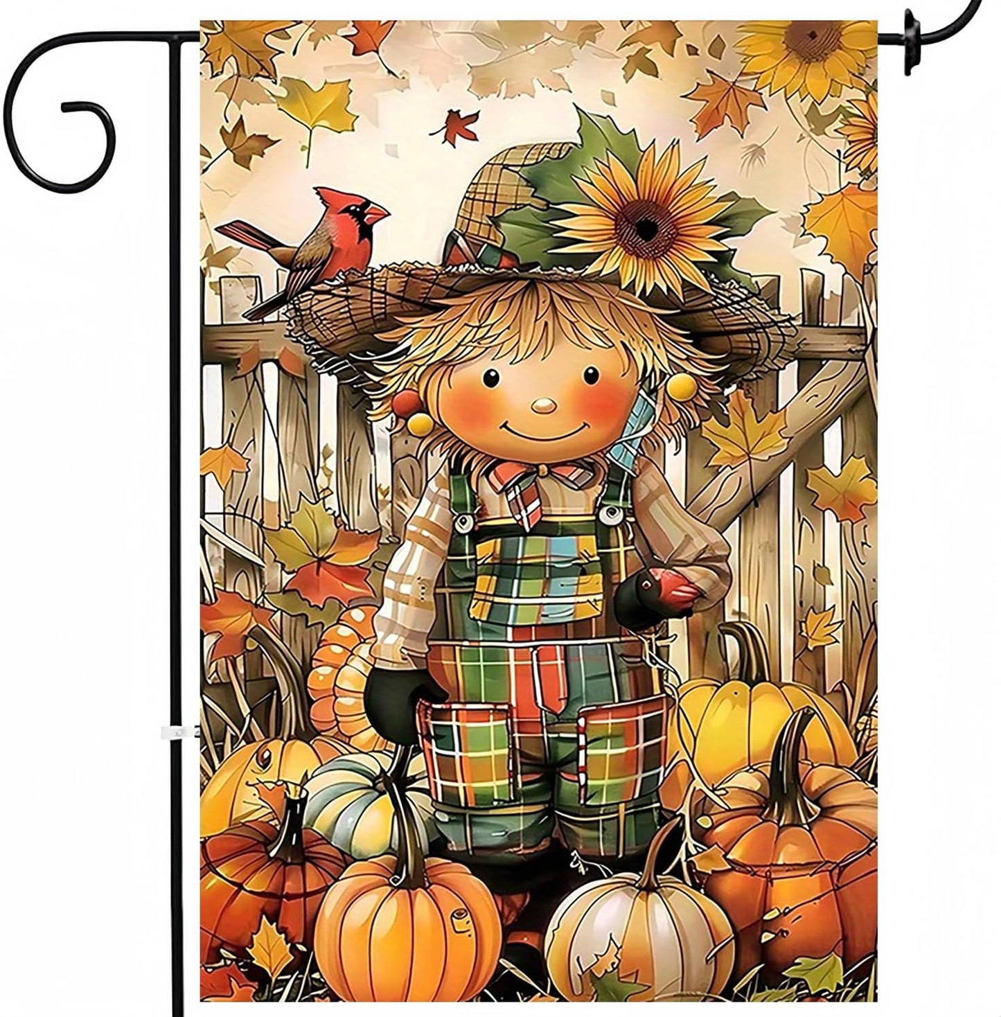12×18 in Double-Sided Fall Garden Flag Scarecrow & Pumpkin Yard Décor | USA Decoration®