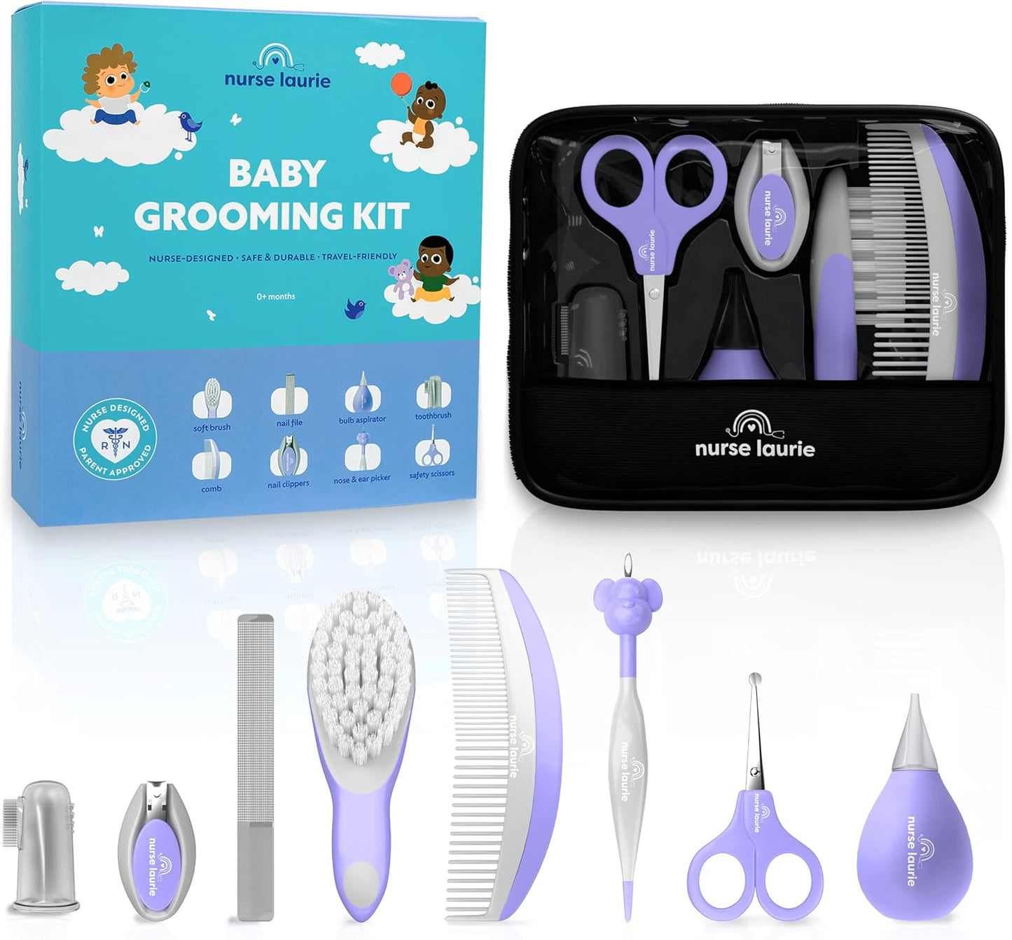 Store Baby Grooming Kit Newborn & Infant Care Essentials for Hair Nail Bath Cradle Cap Safety & Healthcare Designed by Pediatric Nurse & Mom