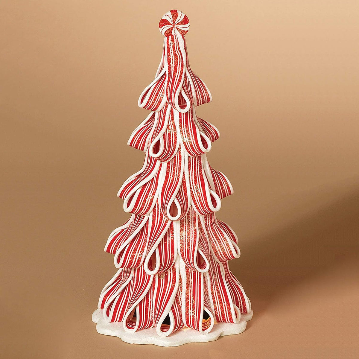 Gerson Peppermint Candy Christmas Trees with Light! (10")