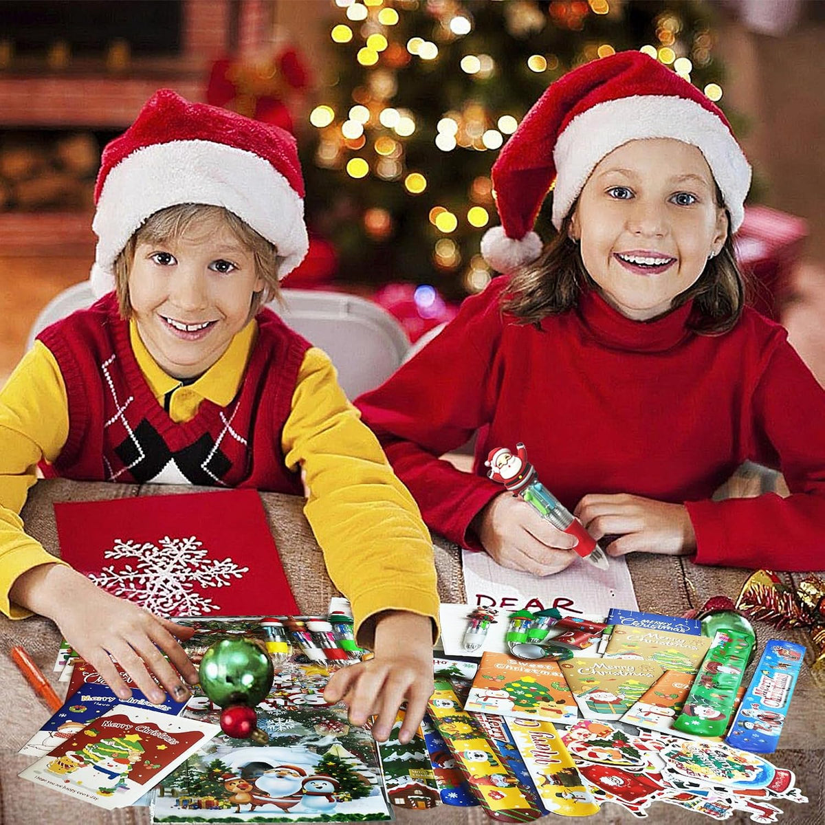 Christmas School Stationery Party Favors, 24 Pack Christmas Classroom Gifts