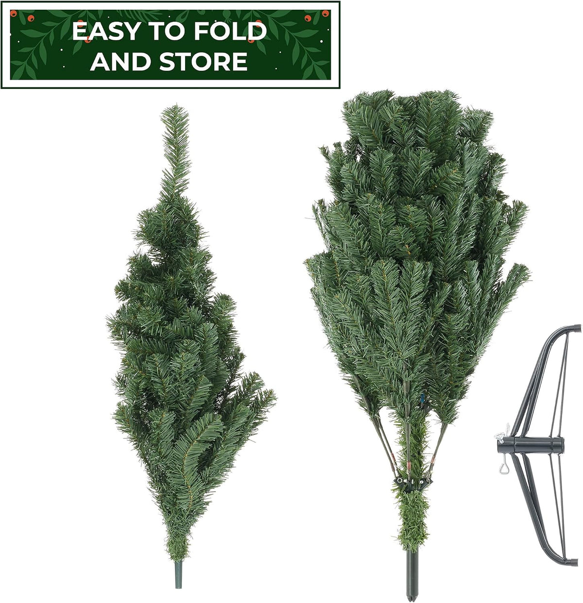 Casafield 4.5FT Realistic Green Spruce Unlit Artificial Holiday Christmas Tree with Sturdy Metal Stand