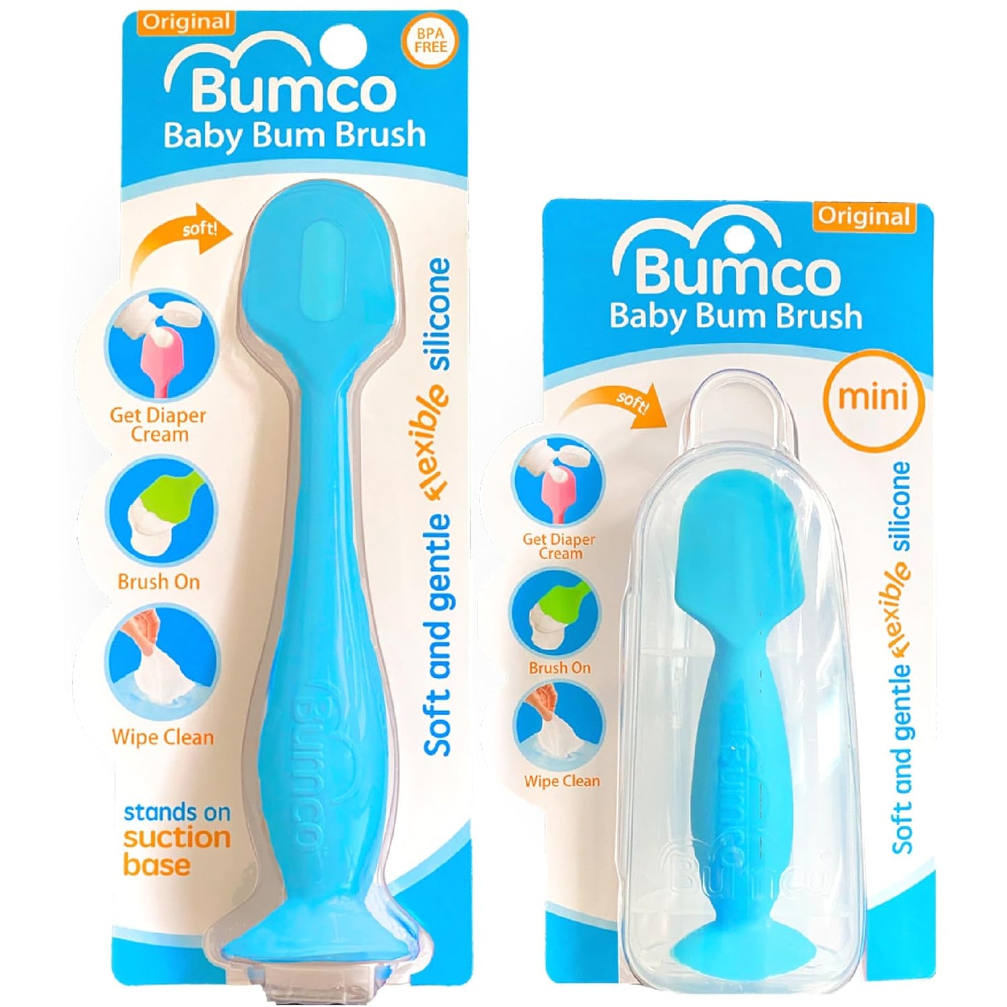 Bumco Baby Bum Brush & Mini Diaper Cream Spatula with Case BPA-Free Soft Diaper Applicator, Mom-Invented Diaper Bag Essential
