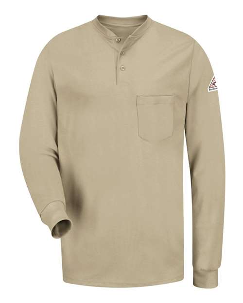 Long Sleeve Tagless Henley Shirt | USA Decoration