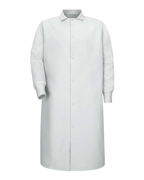 Gripper-Front Pocketless Butcher Coat With Knit Cuffs | USA Decoration