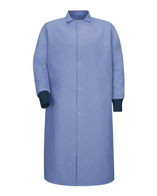 Gripper-Front Pocketless Butcher Coat With Knit Cuffs | USA Decoration
