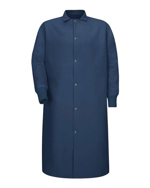 Gripper-Front Pocketless Butcher Coat With Knit Cuffs | USA Decoration