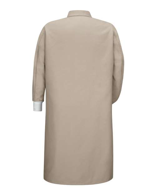 Gripper-Front Pocketless Butcher Coat With Knit Cuffs | USA Decoration
