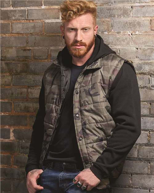 Peppered Fleece Lapover Hooded Sweatshirt | USA Decoration