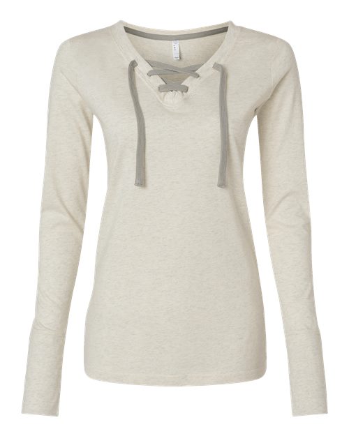 Women's Fine Jersey Lace-Up Long Sleeve T-Shirt | USA Decoration