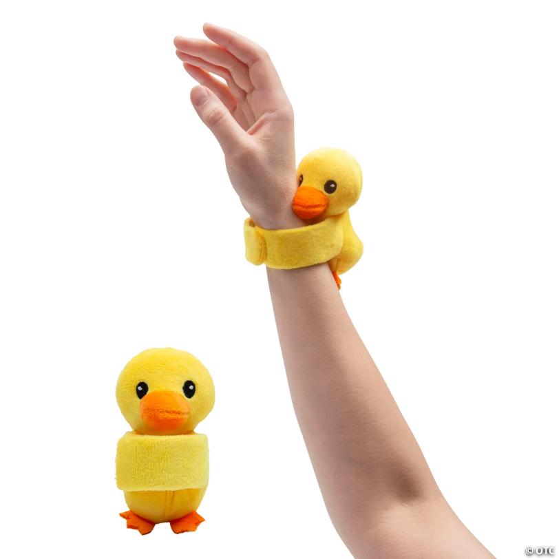 8 1/2" x 4 1/2" Hugging Stuffed Lucky Duck Slap Bracelets - 12 Pc.
