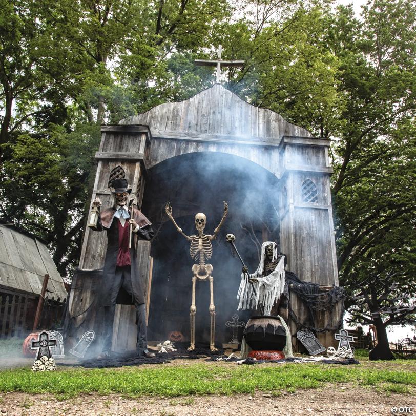 8 Ft. Towering Skeleton with Projection Eyes Halloween Decoration