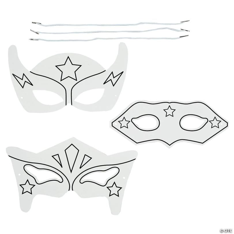 8" - 8 3/4" Color Your Own Paper Superhero Masks - 12 Pc.