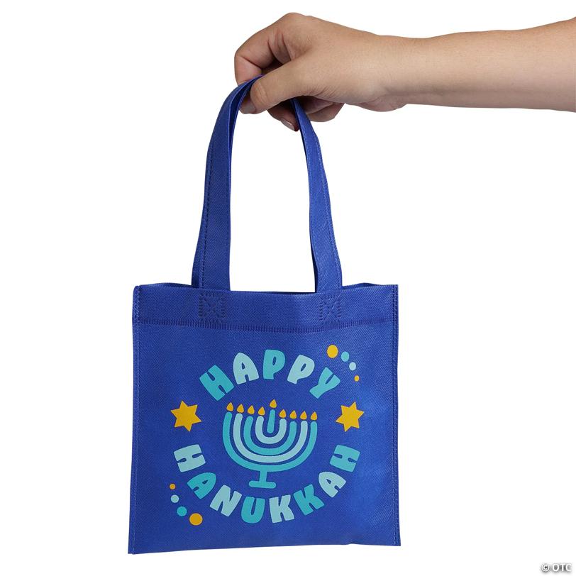 8" x 8" Mini Groovy Hanukkah Nonwoven Tote Bags - 12 Pc.