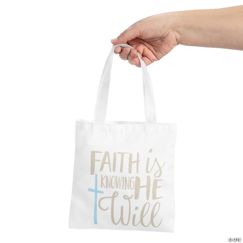 8" x 8" Small Religious Canvas Tote Bags - 12 Pc.