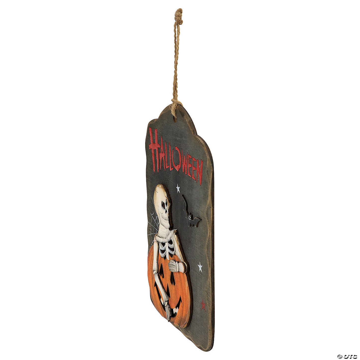 9.75" Skeleton and Jack-O-Lantern Halloween Wall Sign | USA Decoration®