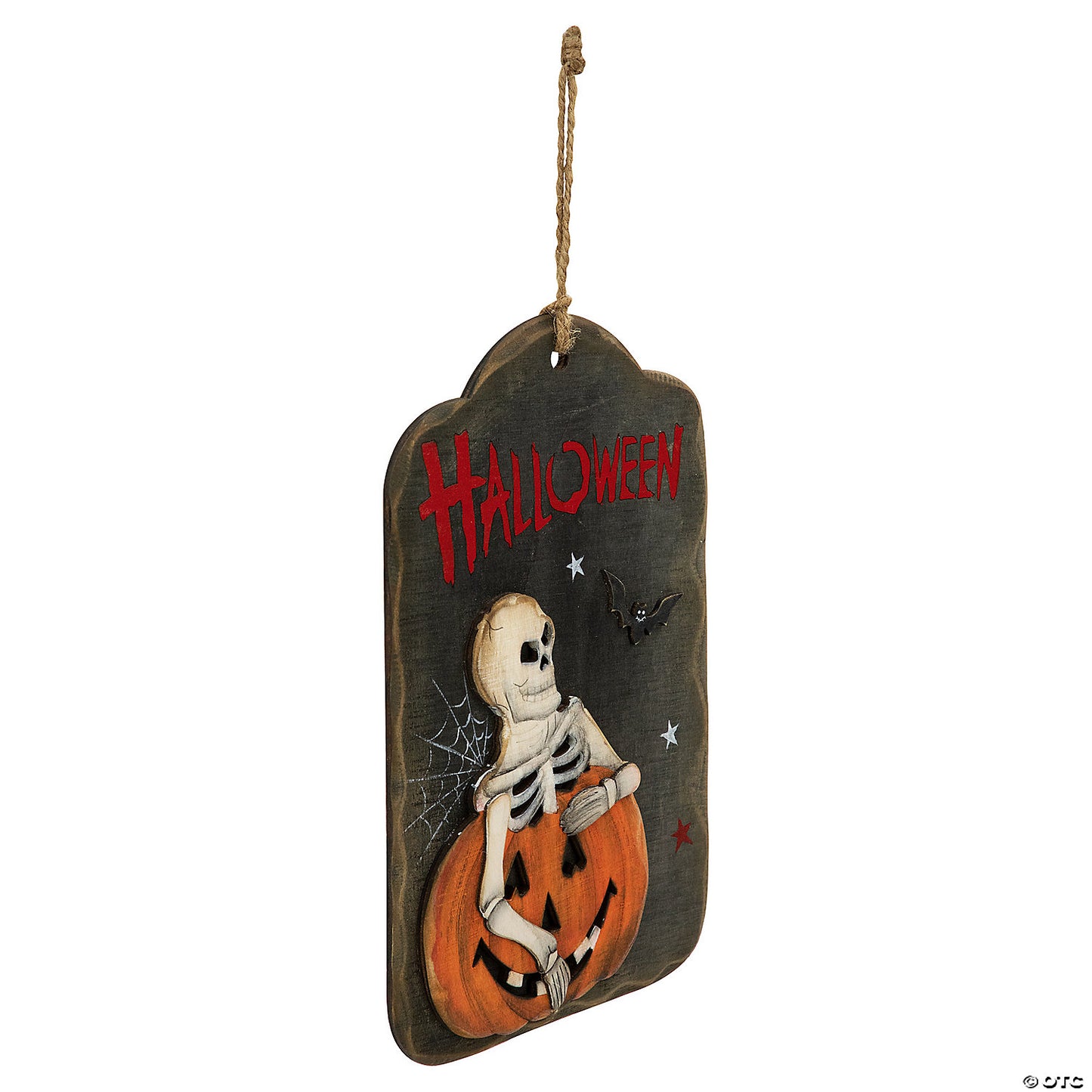 9.75" Skeleton and Jack-O-Lantern Halloween Wall Sign | USA Decoration®