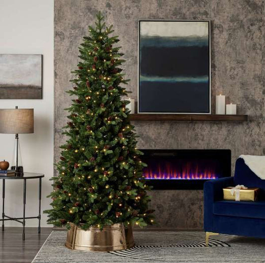 9' Canyon Ranch Fir Tree with 620 Warm White LED Lights Large Pre-Lit Christmas Tree for Stunning Holiday Displays