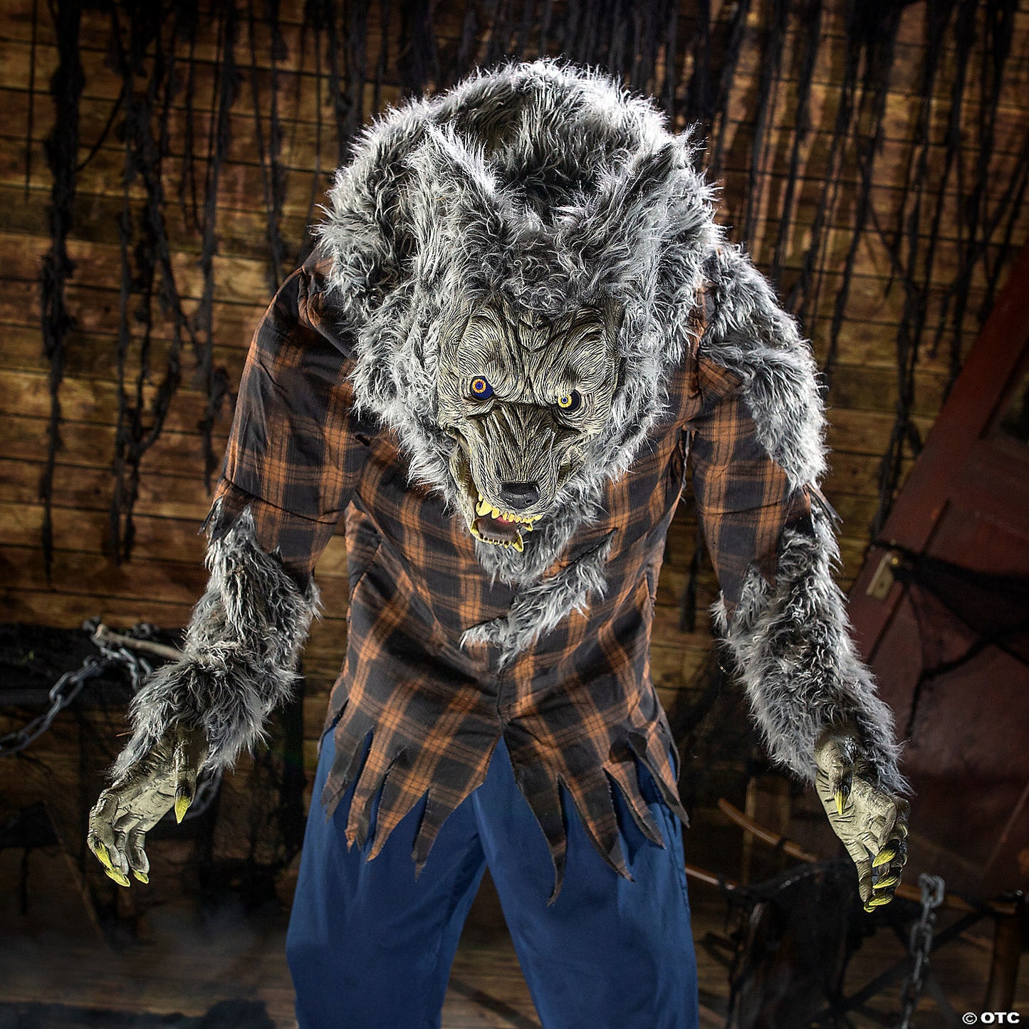 90" Animated Hulking Werewolf in Shirt Pants Halloween Decoration | USA Decoration®