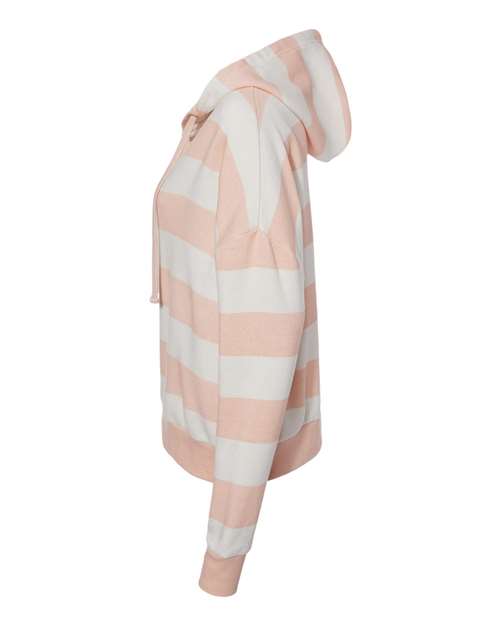 Women's Striped Fleece Boxy Hooded Sweatshirt | USA Decoration