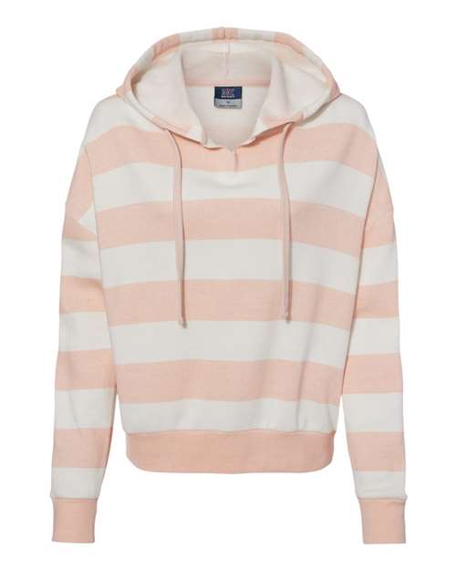 Women's Striped Fleece Boxy Hooded Sweatshirt | USA Decoration