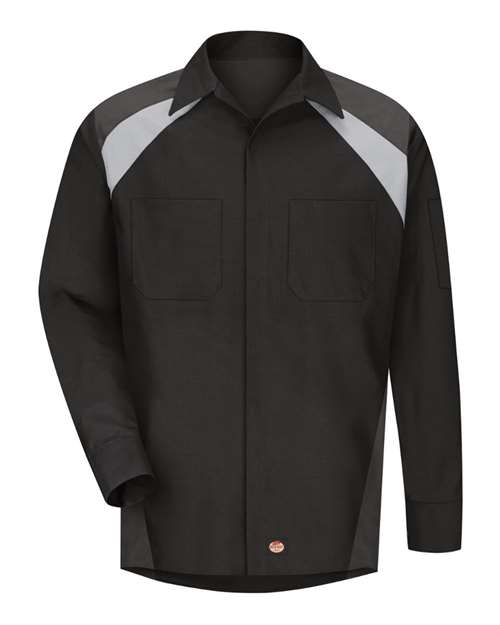 Long Sleeve Tri-Color Shop Shirt - Tall Sizes | USA Decoration