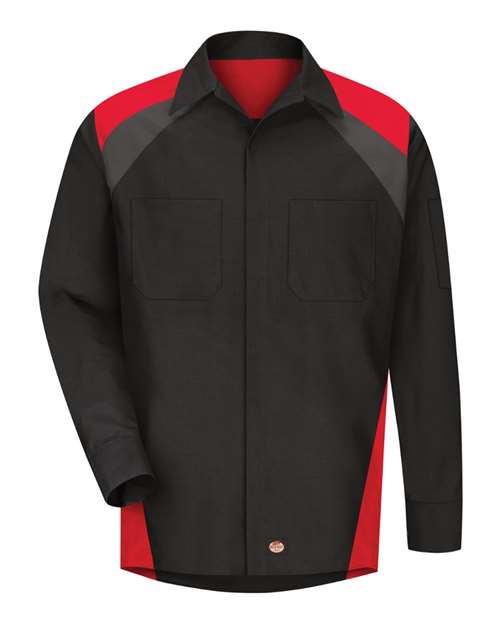 Long Sleeve Tri-Color Shop Shirt - Tall Sizes | USA Decoration