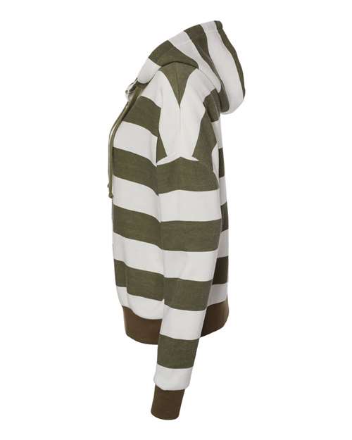 Women's Striped Fleece Boxy Hooded Sweatshirt | USA Decoration