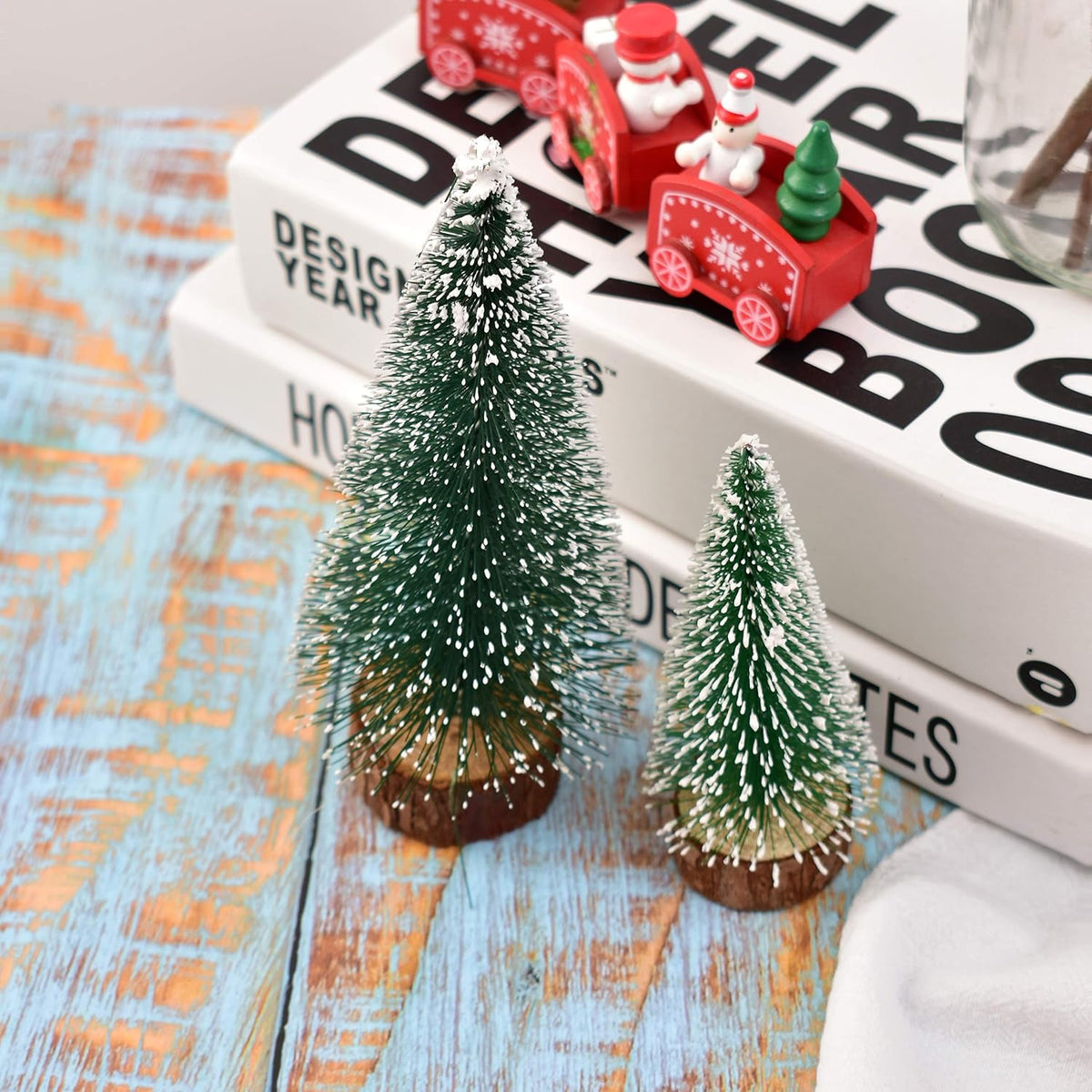 Mini Snow Frost Trees Mini Christmas Tree Decor Home 100mm 10 PCS