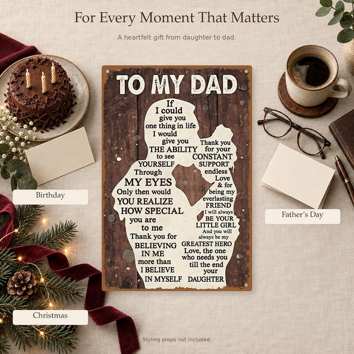 Dad Gifts From Daughter To My Dad Birthday Metal Sign Father Daughter