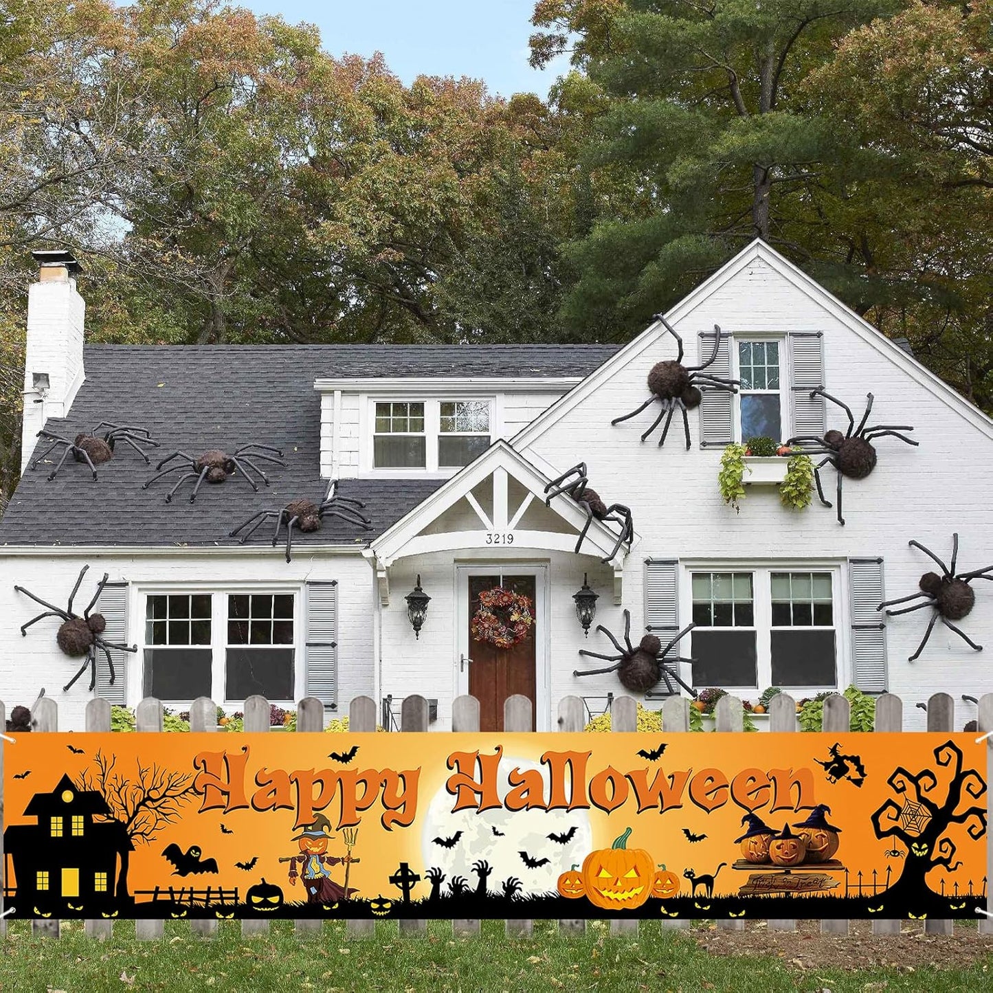 Outdoor Halloween Banner Large Fabric Pumpkin Yard | USA Decoration®