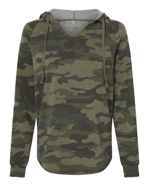 Women’s Lightweight California Wave Wash Hooded Sweatshirt | USA Decoration