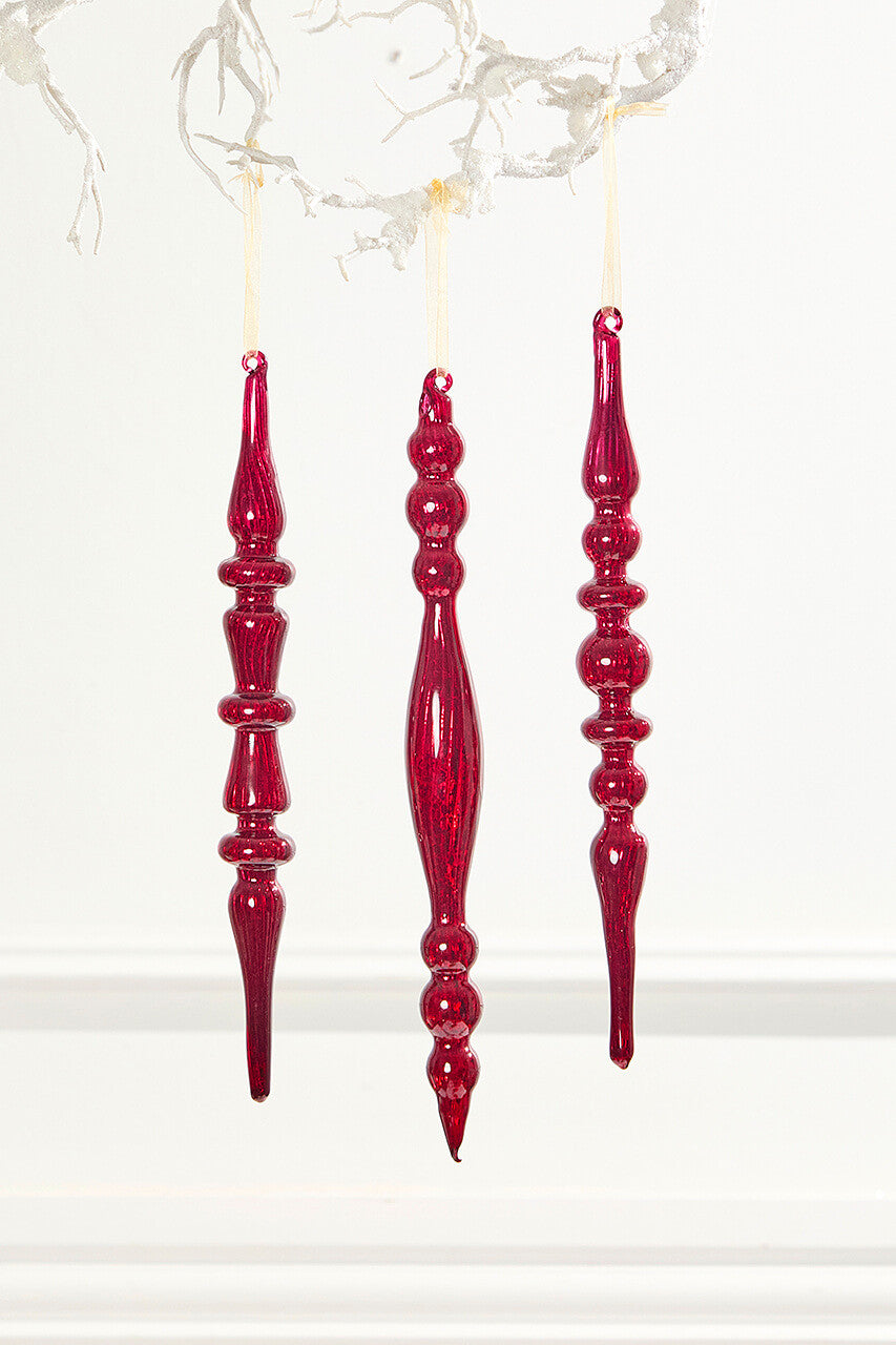 11.5" Glass Red Drop Ornament Christmas Decoration