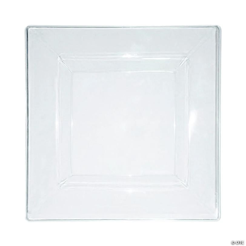 9.5" Clear Square Plastic Dinner Plates (40 Plates) | USA Decoration®