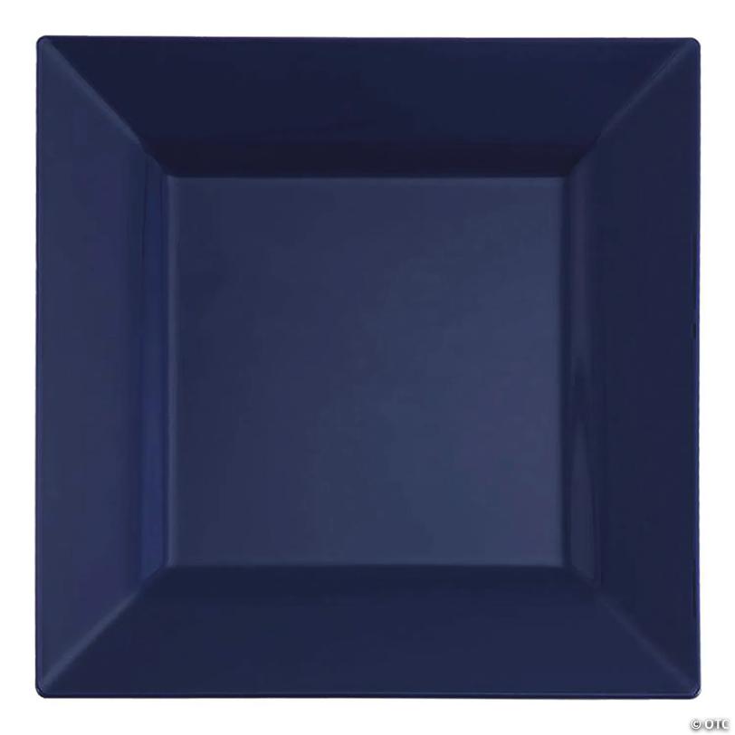 9.5" Midnight Blue Square Plastic Dinner Plates (40 Plates) | USA Decoration®