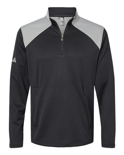 Textured Mixed Media Quarter-Zip Pullover | USA Decoration