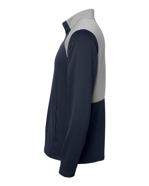 Textured Mixed Media Quarter-Zip Pullover | USA Decoration